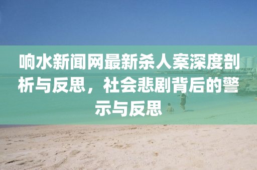 響水新聞網(wǎng)最新殺人案深度剖析與反思，社會悲劇背后的警示與反思