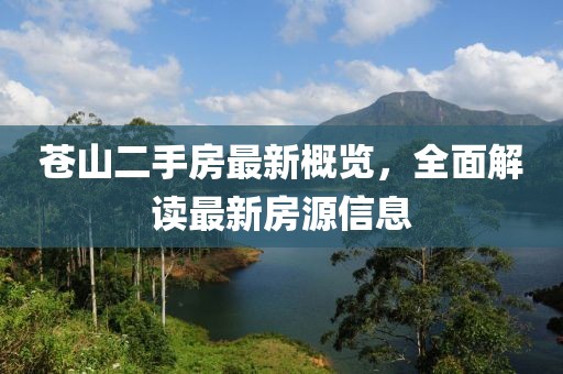蒼山二手房最新概覽，全面解讀最新房源信息