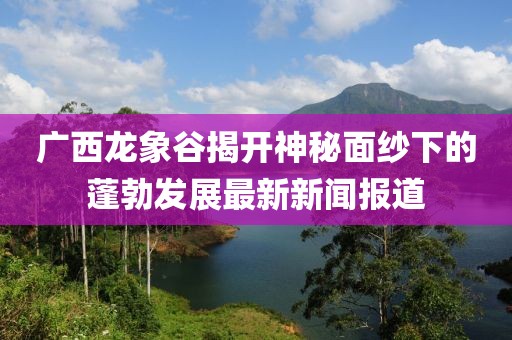 廣西龍象谷揭開神秘面紗下的蓬勃發(fā)展最新新聞報道