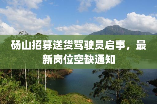 碭山招募送貨駕駛員啟事，最新崗位空缺通知