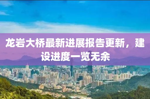龍巖大橋最新進展報告更新，建設進度一覽無余