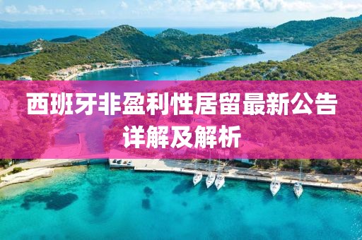 西班牙非盈利性居留最新公告詳解及解析